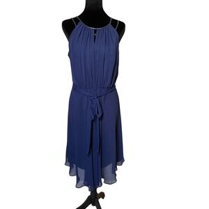 David's Bridal Short Sleeveless Chiffon Dress Beaded Straps Sz 12 STYLE F15421